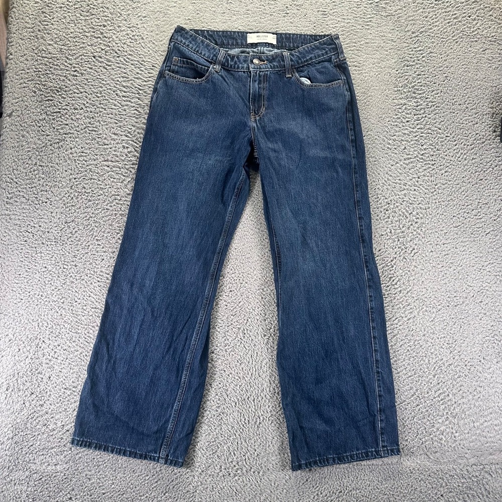 Hollister Jeans Womens 8 Blue Cotton Denim Straight Leg Baggy Travel Streetwear